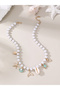 White Pearl Beaded Necklace with Sea Charms - 2
