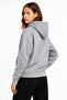 Women's Gray 3 Thread Cotton Hooded Sweatshirt Basic Hoodie with Kangaroo Pocket - 2