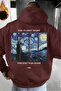 Men's Burgundy Van Gogh Printed Hooded Sweatshirt - 3