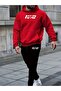 Mix Printed Men's Hoodie Jogger Bottom Tracksuit Set Oversize Boyfirend