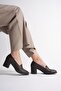 Women's Genuine Leather Heeled Shoes - Brown - 2