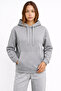 Women's Gray 3 Thread Cotton Hooded Sweatshirt Basic Hoodie with Kangaroo Pocket