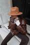 Flat Brimmed Cashmere Cowboy Hat Tan - 2