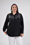 Plus Size Women's Stone Detailed Shirt Black - 3