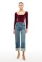 Burgundy Square Neck Slim Fit Blouse