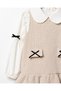Girl's Cotton Beige Shirt Collar Dress 2 Piece Dress - 5