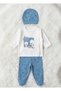100% Cotton Bear Printed 3-Piece Baby Set - Hospital Release with Hat - 3