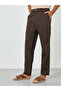 Men Brown Pleated Tapered Linen Trousers