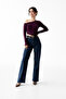 One-Shoulder Burgundy Long Sleeve Crop Blouse - 4