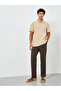 Men Brown Pleated Tapered Linen Trousers - 2