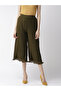 Women Olive Green Pleated Flared Trousers - 3