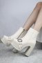 Women's Latina 12 cm Platform Heeled Zippered Boots Cream Skin - 2