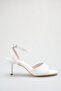 Women's Thin Heeled Sandals White Skin Round Toe Ankle Strap - Stylish Comfortable Office-Night - 3
