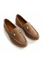 Mink Suede Genuine Leather Women's Loafer Shoes with Gold Chain Accessories