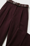 Belted Wide Leg Stretchy Knitted Trousers Lzv0045 Bordo - 3