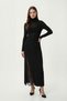 Contrast Lace Detailed Long Knitwear Skirt Lyy0136 Black