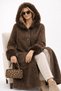 Park Moda Long Felt Coat with Fur Sleeves and Hood - 2