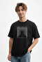 Men's Geometric Hallway of Infinity 100 Face Cotton Black T-Shirt