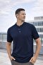 Dogen Hakim Collar Buttoned Short Sleeve Slim Knitwear Men's T-Shirt - Navy Blue - 2