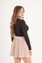 Beige Mini Skirt with Elastic Waist and Small Pleated Lining Shorts - 3