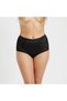 Women's Plus Size High Waist Satin Fabric Lace Black Color Panties Bb2195