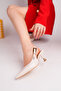 Women's Pointed Toe Galvanized Heel Side Buckle Stylish Heeled Shoes - 3