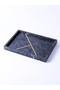 Rectangular Marble Stone Tray with Gold Pattern
