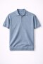 Linus Zippered Polo Collar Short Sleeve Slim Knitwear Men's T-Shirt - Cold Blue