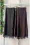 Women's Brown Lace Detailed A-Line Satin Skirt Stylish Maxi Length - 5