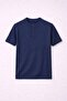Dogen Hakim Collar Buttoned Short Sleeve Slim Knitwear Men's T-Shirt - Navy Blue