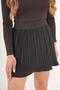 Black Mini Skirt with Elastic Waist and Small Pleated Lining Shorts