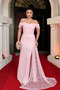 Lace Fabric Degaje Collar Evening Dress - Pink