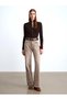 Women's Bitter Brown High Collar Snap Fastener Long Sleeve Knitwear Sweater - 2