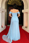 Lace Fabric Degaje Collar Evening Dress - Baby Blue - 5