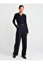 Women's Black Stand Collar Snap Fastener Long Sleeve Knit Sweater - 2
