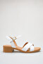 White Genuine Leather Cross-Strapped Short Heeled Women's Sandals Ankle Strap Summer Skin Leather - 4