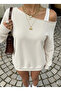Women's Plain Off-White Oversize Sweatshirt Street Style, Relaxed Fit