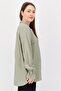 Women Band Collar Plain Long Sleeve Shirt, Olive - 2