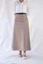 Belt-Detail Maxi Length Loose Mink Woven Skirt - 2