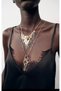 Brand Model Double Color Sequin Key Detail Double Necklace