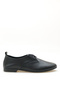 Como Genuine Leather Black Leather Lace-Up Women's Ballerinas - 4
