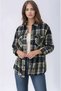Women's Patterned Color-Block Flannel Oversized Loose and Wide-Fit Casual Pocketed Collared Shirt Jacket - 6