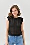 Women's Crew Neck Openwork Crop Knitwear Blouse 8247Sw - 3