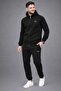 Men's Fleece Hooded Tracksuit Set, Black - 2