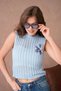 Women's Crew Neck Crop Seasonal Knitwear Blouse 8502Sw - 2