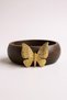 Gold Butterfly Detailed 6-Piece Wooden Snack Bowl / Bowl 9 cm Small Size - 2