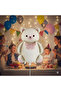 56.5X90 cm Teddy Bear with Bow Tie Cream Foil Balloon - Birthday Party Decoration Balloon - 3
