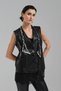Women's Leather Fabric Front Chain and Lace Detailed Design Vest