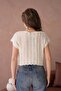 Women's Boat Neck Openwork Crop Knitwear Blouse 8241Sw - 8