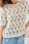 Women's Crew Neck Knit Detail Openwork Knitwear Ice 8220Sw - 2